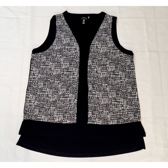 Jones New York Tops - Jones New York Women's Top Black White Sleeveless V Neck Pullover Blouse Size M